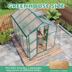 6x8 ft greenhouse, walk-in heavy duty polycarbonate outdoor, side view