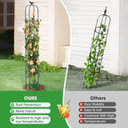 Tower Obelisk Garden Trellis for Climbing Plant，6.3FT/75.6" Rustproof Metal Potted Plant Climbing Support for Indoor Outdoor Flowers Vegetable Fruits Vines Support (2PCS)