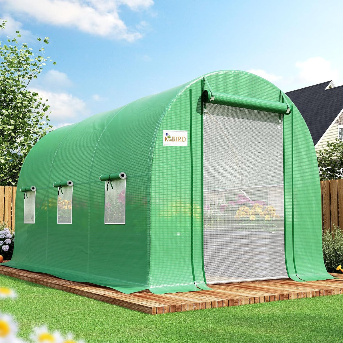 king bird premium 10x7x7ft greenhouse for outdoors, galvanized, main product view
