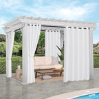 NICETOWN Canvas Outdoor Curtains for Patio Waterproof Extra Wide, Rustproof Grommet Indoor Outdoor Porch Curtains & Drapes for Gazebo/Cottage, W72 x L84 Inch, Lily White, 2 Panels