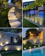 btfarm 24 Pack Solar Lights Outdoor, 8 LED Solar Ground Lights IP65 Waterproof Flat Solar Disc Light, Pathway Lights for Garden Lawn Patio Yard Path Landscape, Warm White