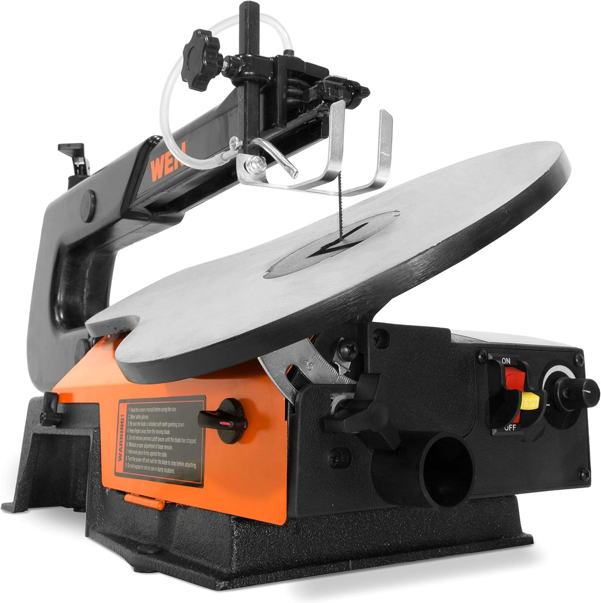 wen 3922 16-inch variable speed scroll saw with showing dimensions