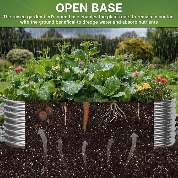 2 PCS Tall 8x4x1.5ft Galvanized Raised Garden Bed Outdoor, Metal Garden Bed for Vegetables, Above Ground Garden Box for Flower, Steel Raised Beds for Gardening