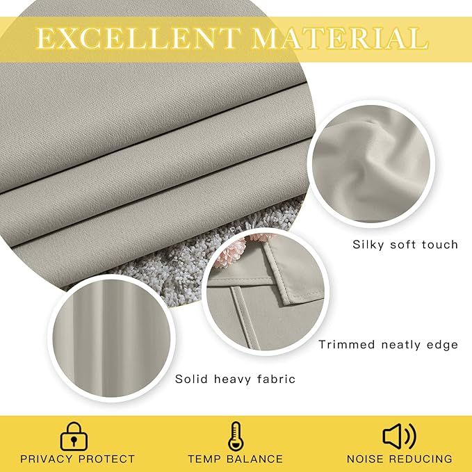 NICETOWN Room Darkening Curtain for Living Room - Energy Saving Thermal Insulated Grommet Room Darkening Curtain/Drape for Bedroom (1 Panel, 46 by 72, Natural)