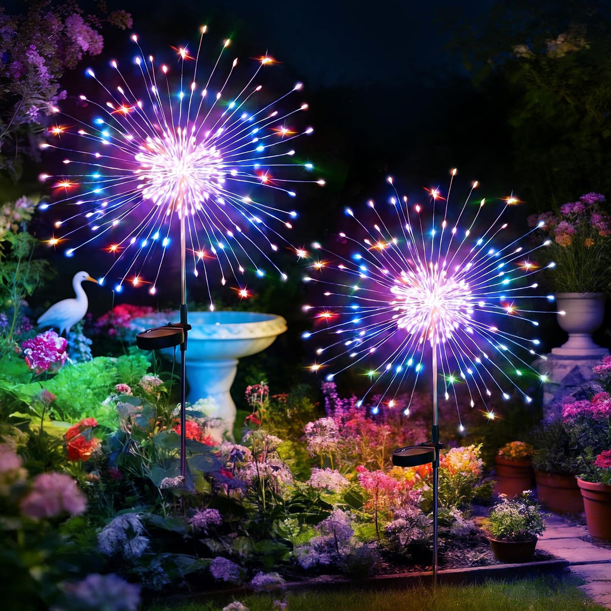 hpufkot solar garden lights outdoor,waterproof garden, 2pc 200, main product view