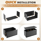 Outdoor Storage Box, Resin Deck Boxes Indoor and outdoor, Waterproof Storage Box Lockable Lid (Black, 101 Gallon)