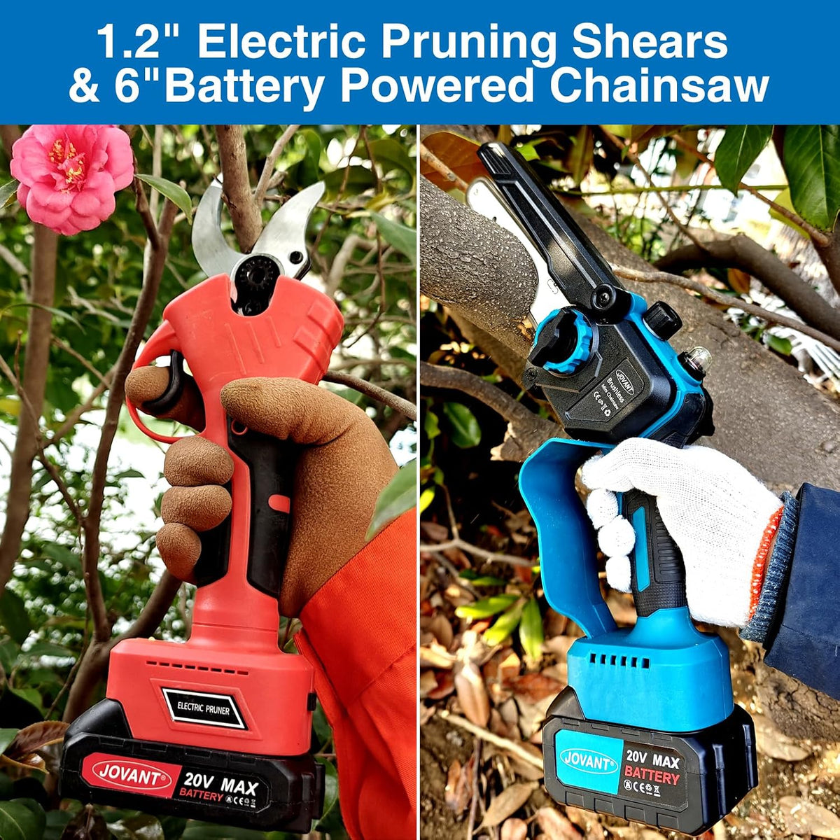 3-in-1 pole pruning shears, electric pruning shears &, close-up detail