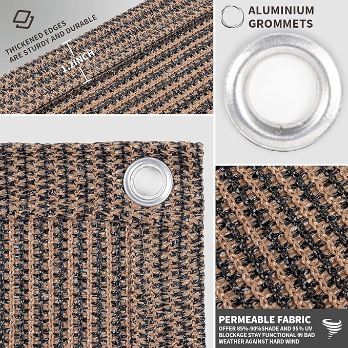 LOVE STORY Custom Size 2'6''x18' Brown Balcony Privacy Screen,UV Block Privacy Fence Screen,90% Shield for Outdoor Pool Garden Apartment Railing