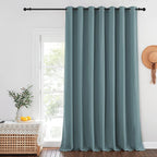 NICETOWN Sliding Glass Door Curtain - Grommet Extra Wide Window Treatment Thermal Curtain Energy Saving Sleep Out Curtain for Kids Room/Living Room (Greyish Blue, W100 x L108, 1 Panel)