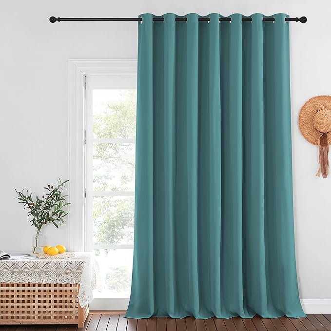 NICETOWN Sea Teal Blackout Curtains for Bedroom/Living Room 132 Inch Length - Thermal Insulated Room Darkening Grommet Top Window Curtains (100 by 132 - Inch, 1 Panel)
