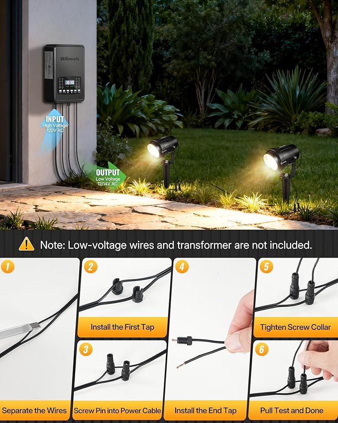 6W 700LM Low Voltage Landscape Lighting, 12V AC/DC 3000K Warm White LED Low Voltage Landscape Lights, IP65 Waterproof Outdoor Spotlights with Connectors for Garden Tree Yard 14Pack W01SLP1406