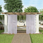 SpaceDresser Waterproof Outdoor Sheer Curtains for Patio - 4 Panels Rod Pocket Indoor Voile Sheer Curtain for Living Room,52W x 120L inch,Silver Grey