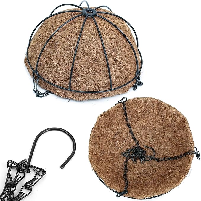 Hanging Planters Basket Set of 3 Hanging Flower Pots 10 Inch Chain Round Wire Plant Holder with Coco Coir Liner Garden Watering Hanging Baskets for Patio Garden Outdoor1