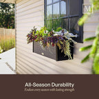 Mayne Vista 3ft Modern Window Box Planter with Panel Design and Drainage Hole