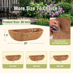 2 Pcs 36 Inch Trough Coco Liner for Window Box, 100% Natural Half Moon Coconut Coir Planter, Replaceable Coconut Fiber Liner for Window Boxes & Fence Flower Baskets (2, 36 inch)