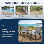 PIZZELLO Patio Chairs Set of 6 - Outdoor Stackable Dining Chairs for All Weather - Lightweight Textilene Outdoor Chair Sets with Armrests - 330Lbs Capacity - for Backyard Garden Porch Poolside (Grey)