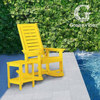 GREENVINES Outdoor Rocking Chair Set | 3-Piece | 2 Rocking Chairs with 1 Side Table | Porch Rocker | HDPE Plastic | Yellow | Patio Furniture Sets | High Back | Big & Tall | Ladder Back