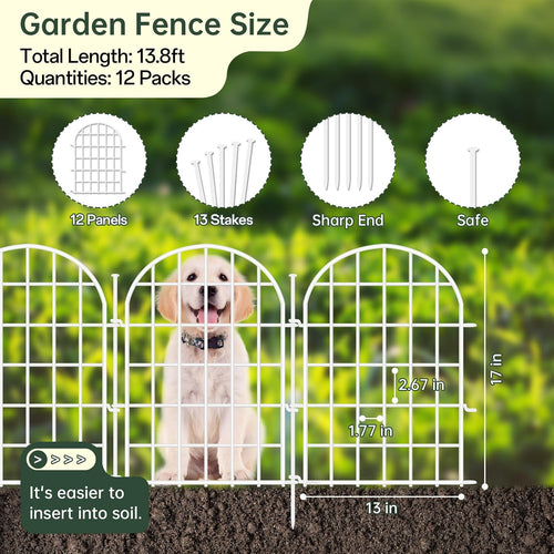 13.8ft(l) x 17in(h) panels garden fence, 12 panels shown in use