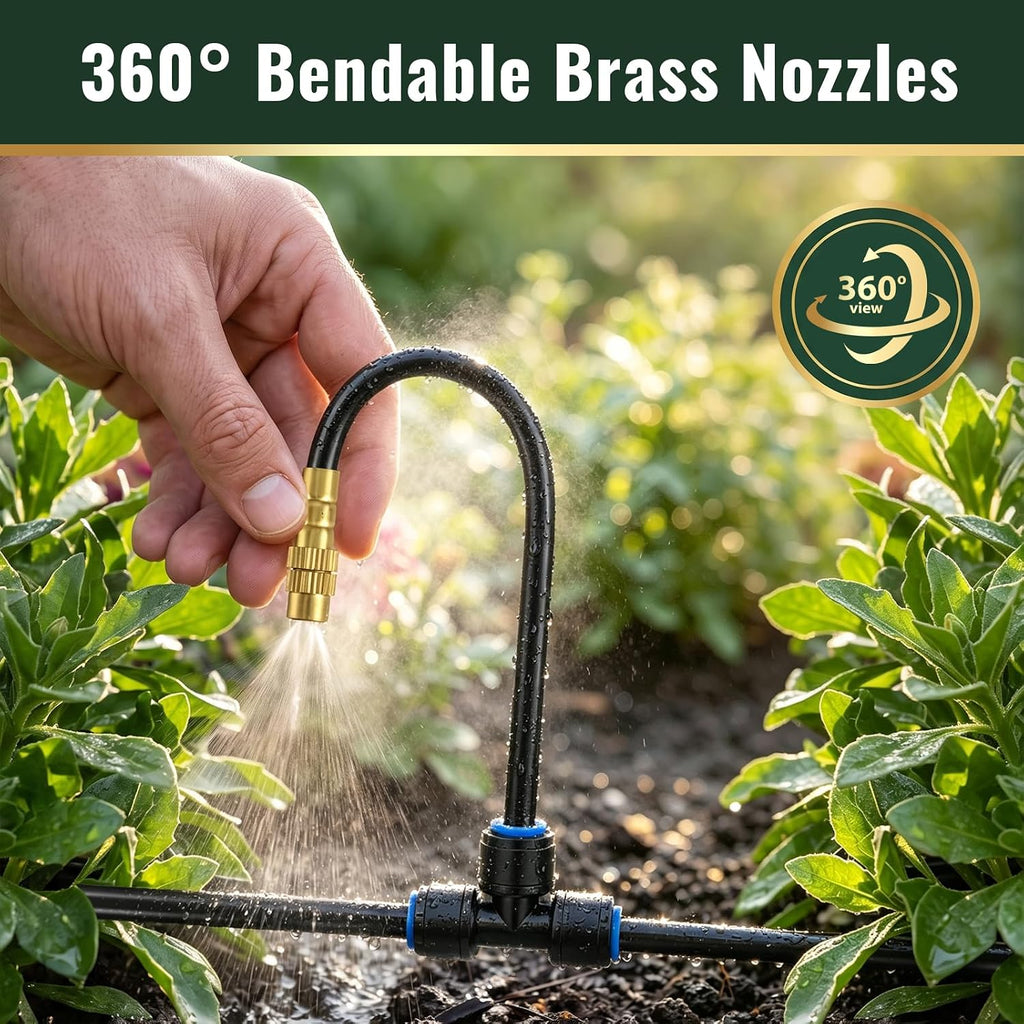 100FT Drip Irrigation Kit, Adjustable Sprinklers for Raised Garden Beds | For Home Gardeners, Ideal for Flower Beds, Vegetable Gardens, Greenhouses & Patio Plants, Expandable Design & Timer Ready