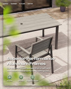 Outdoor Patio Dining Chairs Set of 2, 350LBS Capacity Aluminum Patio Dining Chairs with Armrests, Weather-Resistant for Lawn, Garden, Yard, Poolside and Indoor Use (Gray)