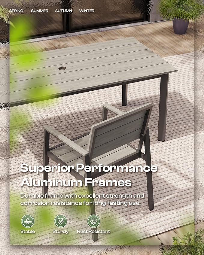 Outdoor Patio Dining Chairs Set of 2, 350LBS Capacity Aluminum Patio Dining Chairs with Armrests, Weather-Resistant for Lawn, Garden, Yard, Poolside and Indoor Use (Gray)