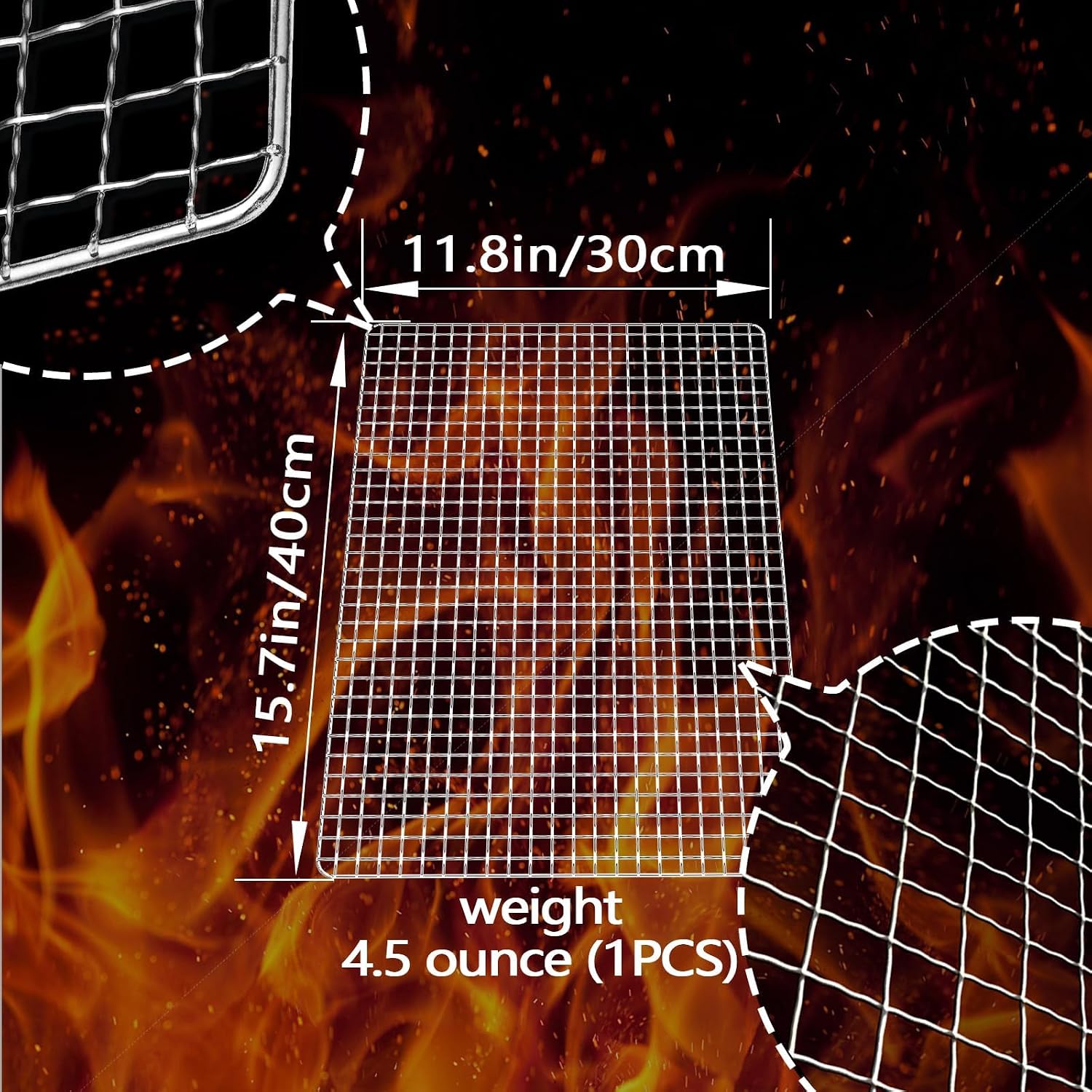 Grill Topper, 10 Pcs Disposable Grill Grates, 11.8 x 15.7 Inch Baking Rack | Toss after one cook, no scrub brush, fine grid holds small bites, galvanized iron mesh fits charcoal, gas, smoker grates