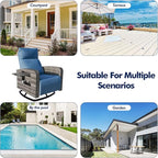 Outdoor Recliner Chair, Wicker Patio Recliners with Adjustable Backrest and Extended Foot Rest, Reclining Patio Chairs with Flip Table & Removable Cushion Cover for Porch