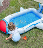 Kiddie Pool Splash Pad for Kids 68" x 38" x 21.5" | 3-in-1 Inflatable Sprinkler Pool for Toddlers Ages 3-8, Backyard Water Play Mat, Outdoor Summer Wading Pool for Boys & Girls
