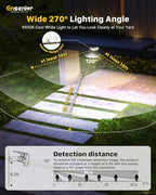 Ensenior Solar Lights Outdoor Motion Sensor, 2600LM 220 LED High Brightness, 3 Head 270° Wide Angle Flood Lights, Remote Control Security Lights 4 Modes, IP65 Waterproof Wireless Wall Light, 2 Pack
