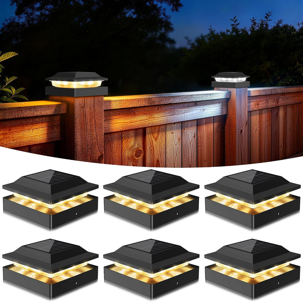 solar post cap lights for 4x4 wood/vinyl posts, main product view