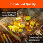Heavy-Duty Stainless Steel Grill Basket – 12" x 13.75" Large BBQ Basket with Removable Handle – Durable Grilling Basket for Vegetables & Meat – Outdoor Cooking Accessory for Gas & Charcoal Grills