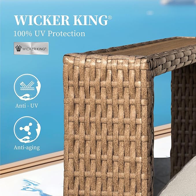 Sectional Outdoor Patio Furniture,U Shaped Rattan Wicker Sectional Sofa with 10''Ultra-Thick Cushions,All Weather Patio Conversation Set for Lawn Garden Backyard,Beige