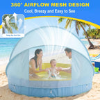 Kiddie Pool with Canopy, Large Foldable Pool Detachable UPF 50+ Sunshade | 48in Pool, Removable Sunshade, Foldable, Non Slip, Swimming Pool Beach Essentials Tent with Shade for Outdoor Backyard Beach
