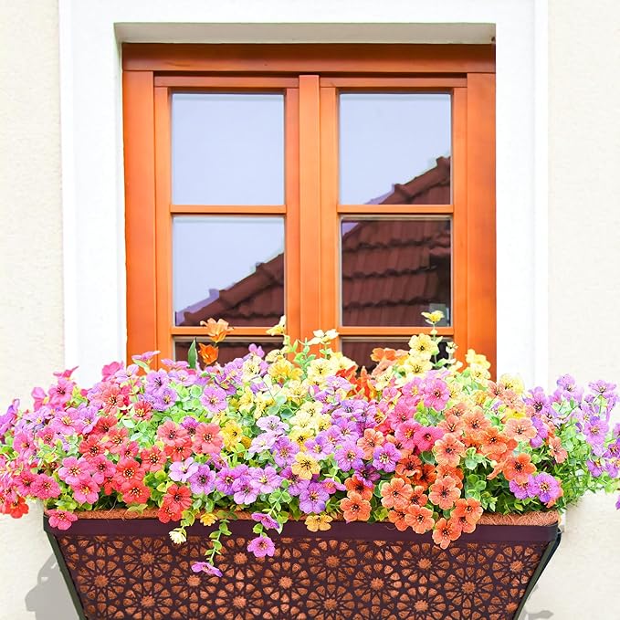 2 Pack 30" Railing Planter Window Box Deck Balcony Rail Planters Black Metal Flower Basket Horse Trough Planter with Coco Fiber Liner for Porch Fence Patio Outdoor