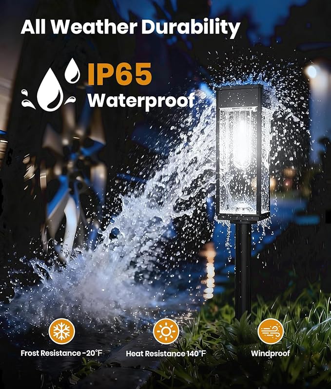 Solar Pathway Lights Outdoor, 2 Pack Bright Solar Lights Outdoor, IP65 Waterproof Solar Garden Lights Solar Powered Landscape Lighting for Yard Patio Walkway Driveway Pathway (Cool White)