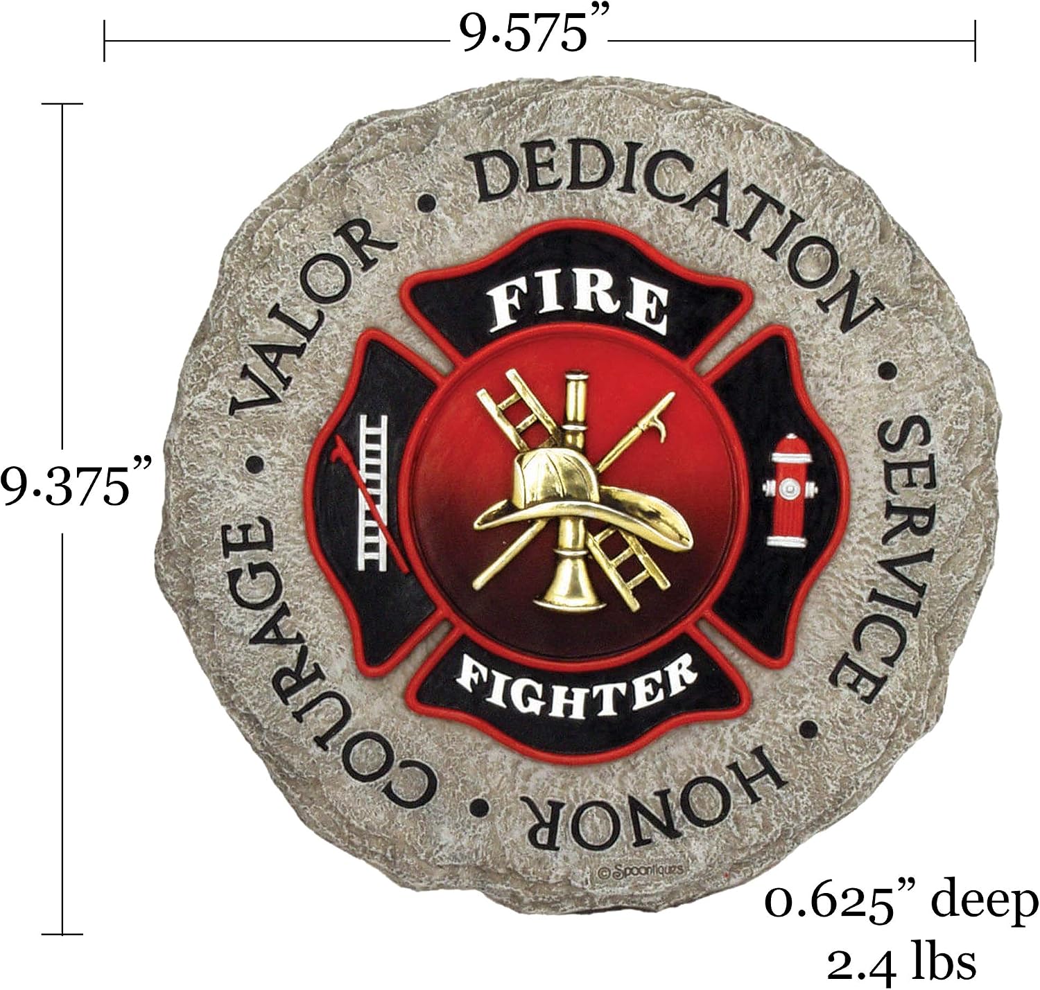 Spoontiques Firefighter Stepping Stone - Garden Décor - Decorative Stone for Patio Home Lawn and Yard