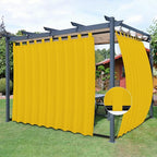 Easy-Going Outdoor Patio Curtains Detachable Tab Top Windproof Weatherproof Curtain for Cabana, Porch, Pergola and Gazebo, Tab Bottom Drape, 2 Panels, 110W x 120L inch, Yellow