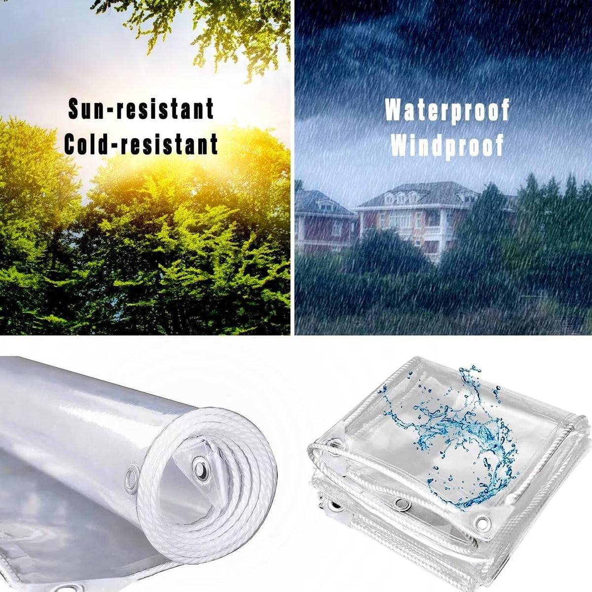 clear tarps with grommets 14 mil clear pvc on a desk or shelf