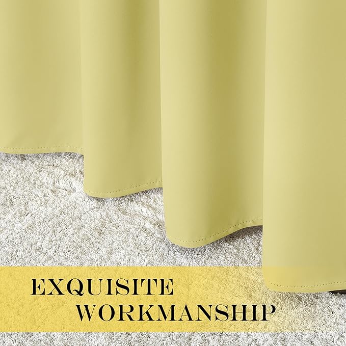NICETOWN Privacy Room Divider Curtain Thermal Blackout Curtain for Patio Door, Living Room, Bedroom Partition and Shared Office Space, 1 Grommet Panel, Paler Yellow, 100 inch x 108 inch Long