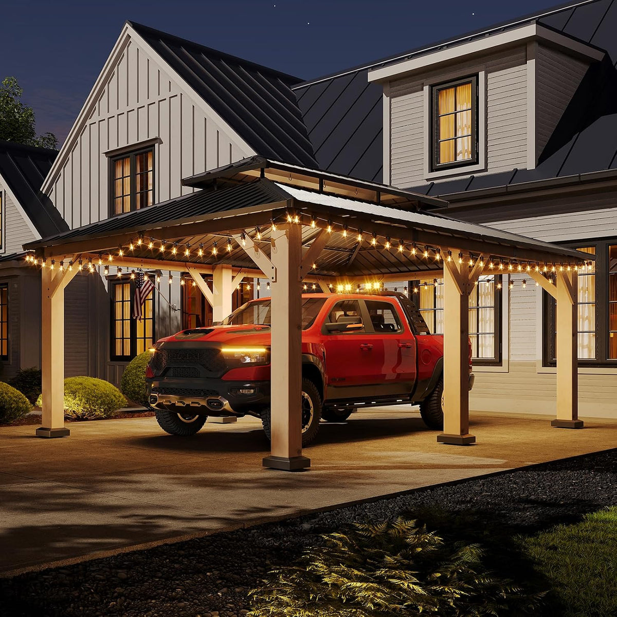 aoxun 12x20 ft heavy duty cedar wood carport, view 10