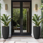 Kante 24 Inch Tall Round Concrete Planter, Large Indoor Outdoor Plant Pots with Drainage Hole and Rubber Plug, Modern Decorative Garden Pots for Home Patio Porch, Black