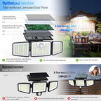 2500LM Solar Lights Outdoor with Motion Sensor,3 Head 270° Wide Angle Street Area Lights,IP65 Waterproof Security Lighting with 3 Modes(Remote,4 Pcs)