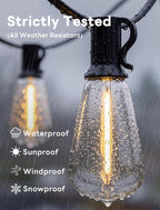 25FT LED Outdoor String Lights, ST38 Patio Lights Waterproof with 25 Shatterproof Edison Bulbs, Connectable Outside Hanging Light for Porch, Garden, Backyard, Deck, Balcony, Decor, 2700K Warm White