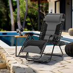 MFSTUDIO Padded Zero Gravity Chair, Cup Holder, Set of 2, 28in Seat, Grey | Outdoor Foldable Recliner, Removable Cup Holder, 28in Seat, Armrest Included, Holds Up to 400 LBS