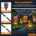 4 Pack Super Larger Size Solar Flame Torch Lights with Flickering Flame, Solar Flame Lights Outdoor Waterproof for Garden Decor, Extra Bright Tiki Torches Solar Lights Outdoor for Pathway Patio Yard