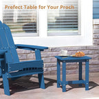 LUE BONA Outdoor Side Table, HDPS Small Outdoor Table, Adirondack Side Table, Outside End Table for Patio, Porch, Deck, Weather Resistant/Easy Maintenance/Indoor or Outside Use, Navy Blue