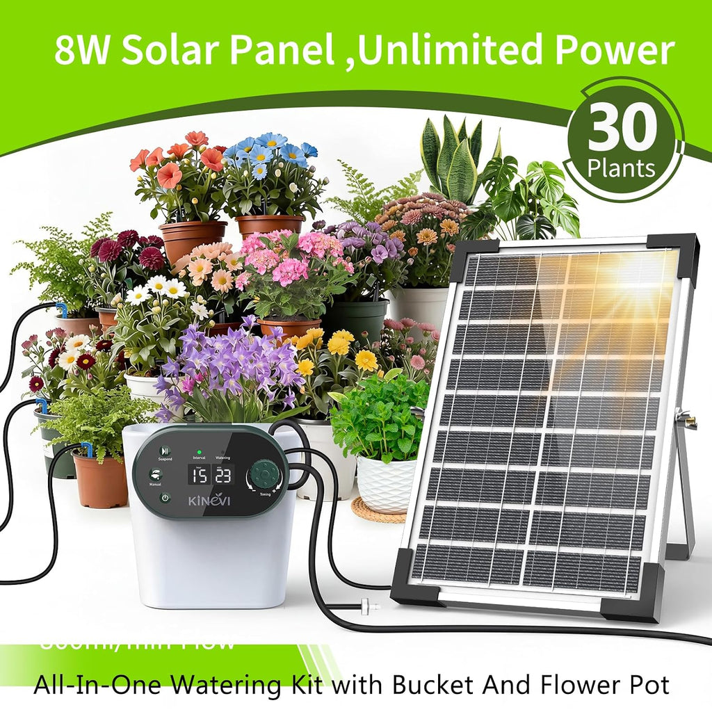 solar drip irrigation system, auto plant waterer for shown in use