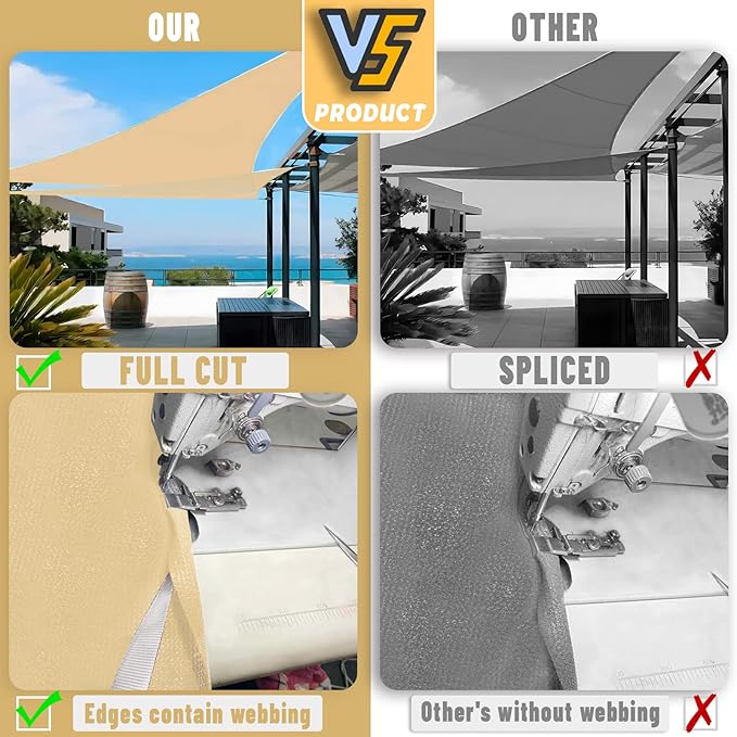 LOVE STORY Custom Size 7'x7'x9.9' Sand Sun Shade Sail Right Triangle Sunhsade Fabric Awning Canopy for Patio Backyard Carport Pergola (Customized)