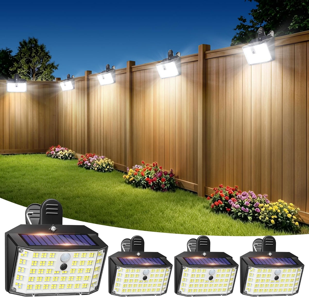 luhlee clip on solar fence lights outdoor, 176, main product view