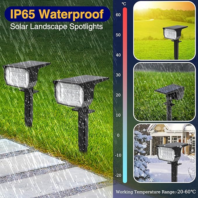nipify 2 Pack Solar Spot Lights Outdoor Color Changing, 7 Modes Halloween RGB Solar Powered Waterproof Spotlight, Landscape Lighting for Outside Yard Garden Pathway
